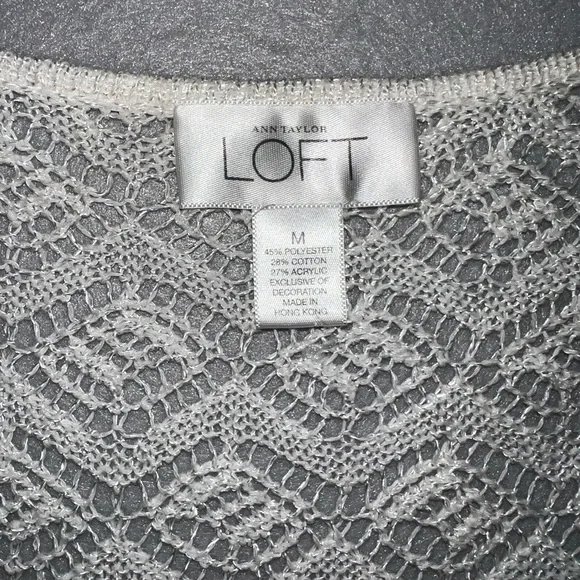 LOFT Cream Lace Knit Top Ann Taylor Crochet - Picture 3 of 3